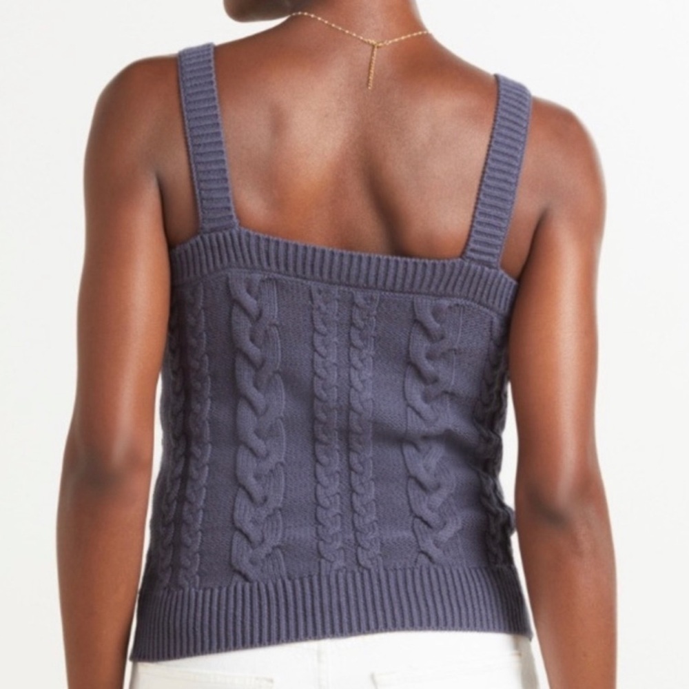 NWOT- Everveve Maeve Cable Knit Tank Denim Blue L - Picture 4 of 5